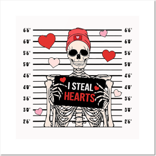 I steal Hearts, Skeleton Valentines Day Posters and Art